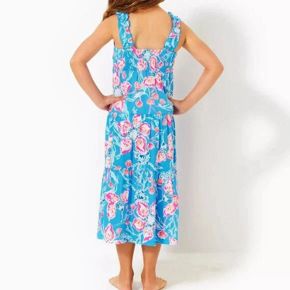 Lilly Pulitzer Girls Mini Hadly Maxi Dress Smocked Blue L Girl 8-10 Years Lilly Pulitzer Girls Mini Hadly Maxi Dress Smocked Blue L Girl 8-10 Years